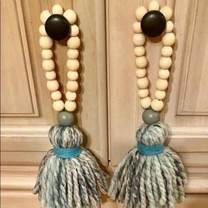 Wood Beads Doorknob Pulls, Drawer Decor, Brand New, Price for 2